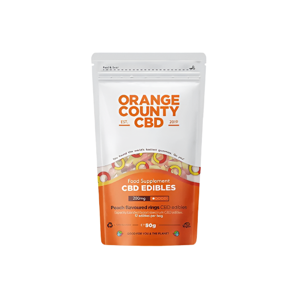 Orange County CBD 200mg CBD Fizzy Gummy Peach Rings - Grab Bag *Vegan*