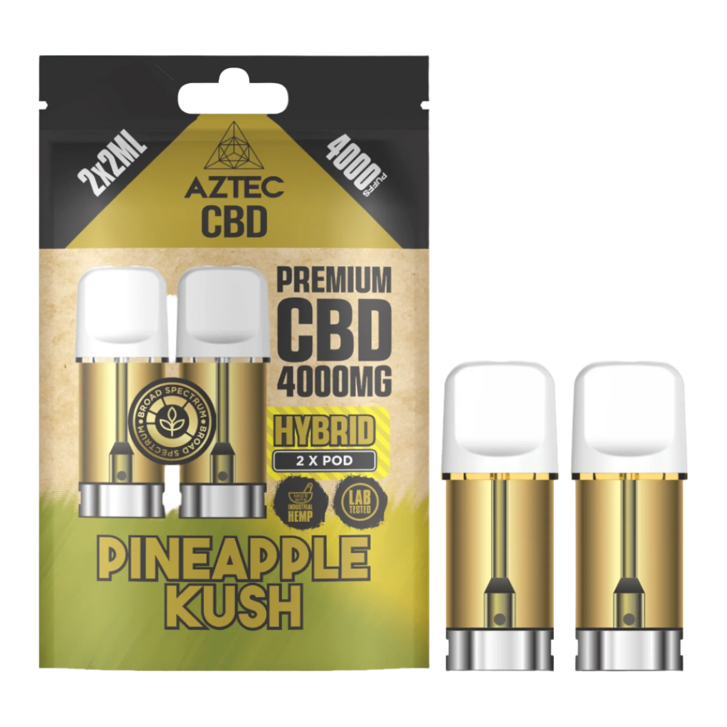 Aztec CBD 4000mg Broad Spectrum CBD Pods 2ml 4000 Puffs - 2 Pcs - Pineapple Kush