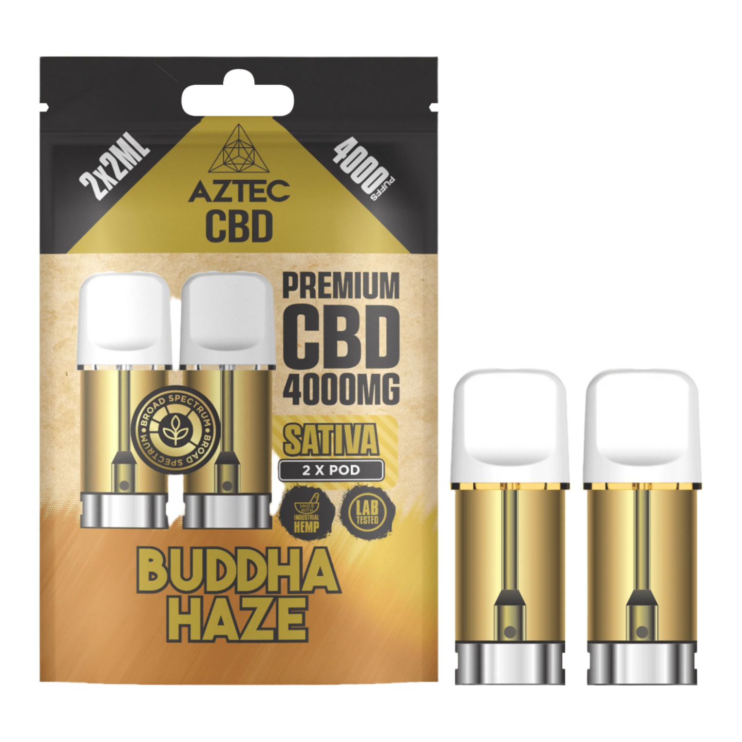 Aztec CBD 4000mg Broad Spectrum CBD Pods 2ml 4000 Puffs - 2 Pcs - Buddha Haze