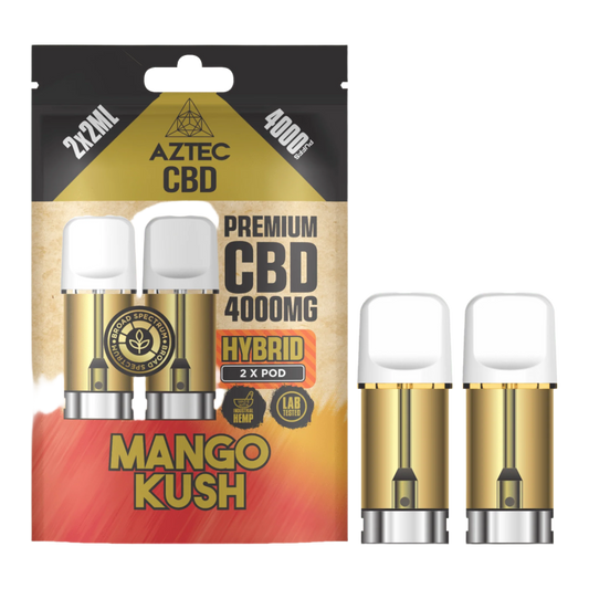 Aztec CBD 4000mg Broad Spectrum CBD Pods 2ml 4000 Puffs - 2 Pcs - Mango Kush