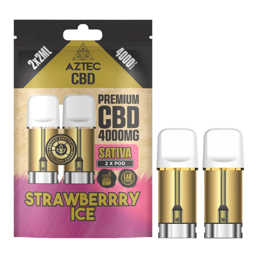 Aztec CBD 4000mg Broad Spectrum CBD Pods 2ml 4000 Puffs - 2 Pcs - Strawberry Ice