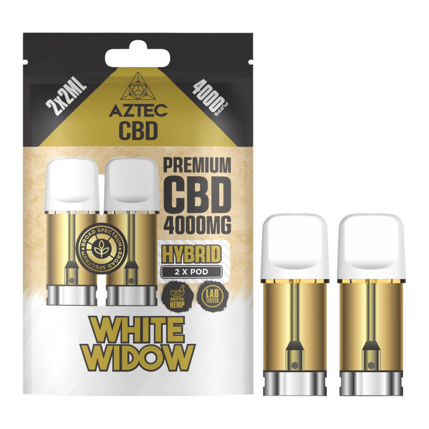 Aztec CBD 4000mg Broad Spectrum CBD Pods 2ml 4000 Puffs - 2 Pcs - White Widow
