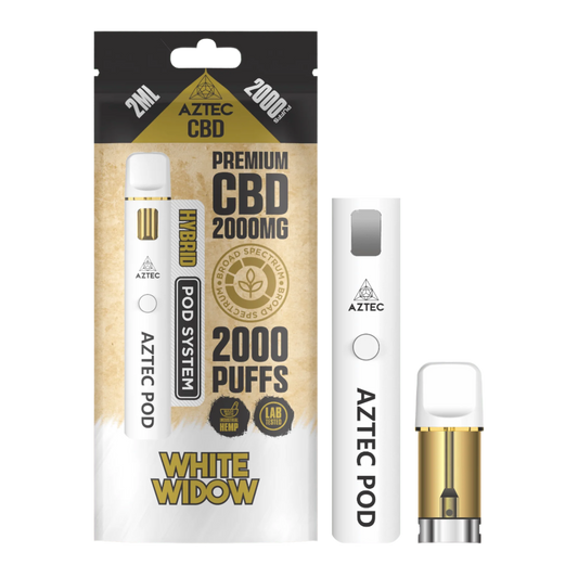 Aztec CBD 2000mg Broad Spectrum Starter Pro Pod Vape Kit 2000 Puffs - White Widow