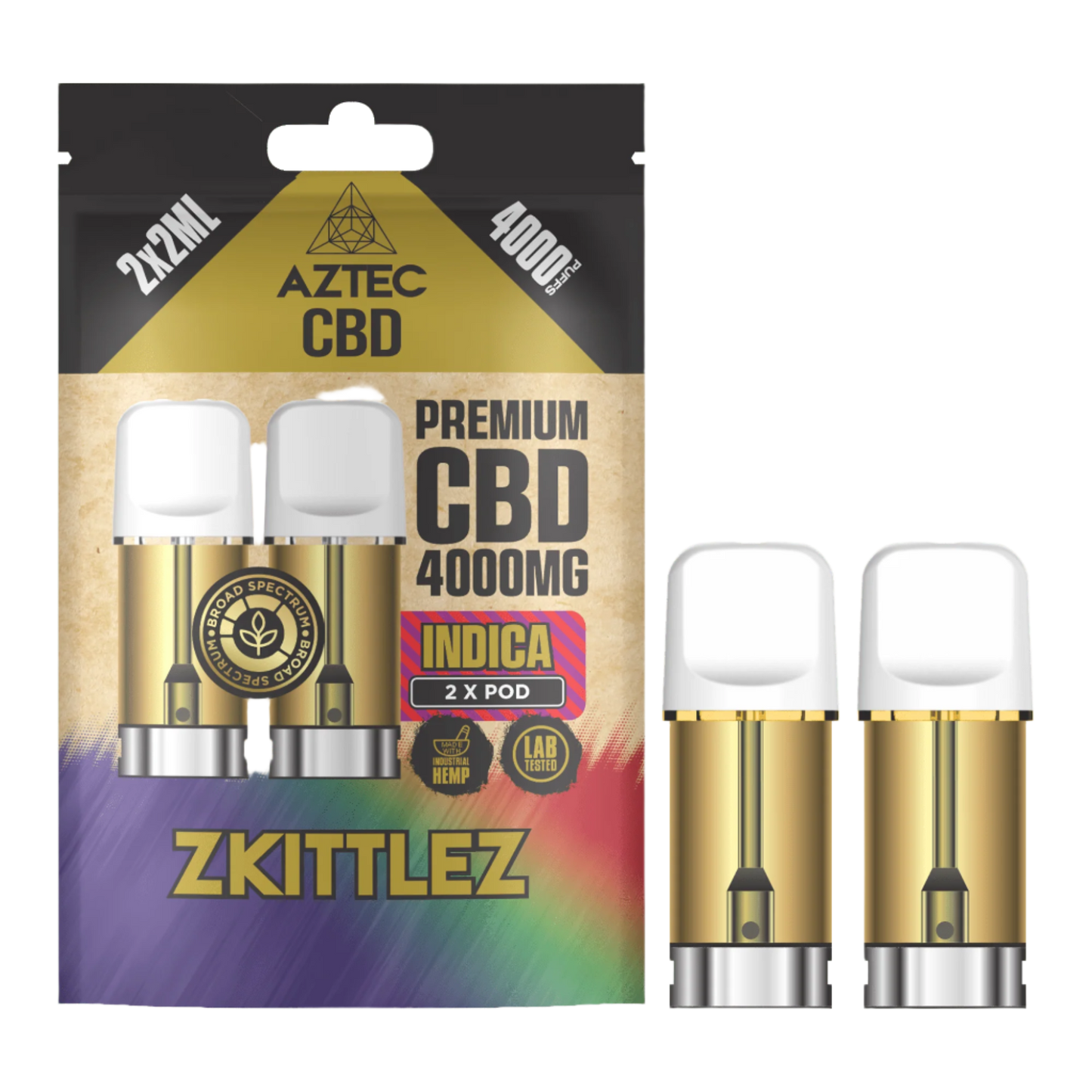 Aztec CBD 4000mg Broad Spectrum CBD Pods 2ml 4000 Puffs - 2 Pcs - Zkittles